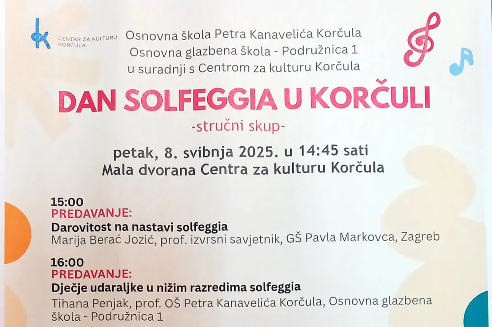 Predavanja, radionice i kviz za djecu: U Korčuli se održava „Dan solfeggia“