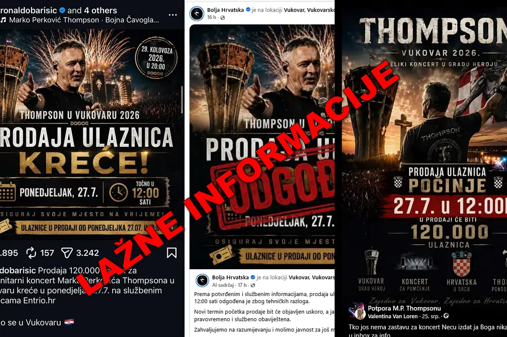 MPT tim demantirao informacije o prodaji ulaznica za Thompsonove koncerte