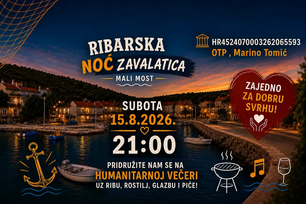 Ribarska noć u Zavalatici za Marina Tomića: Humanitarna večer za hrvatskog branitelja s Korčule